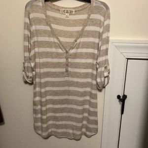 cream and white striped shirt